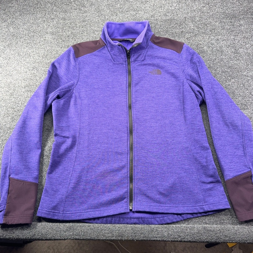 The North Face Purple Heathered Full Zip Fleece Jacket Womens XL Mock Neck